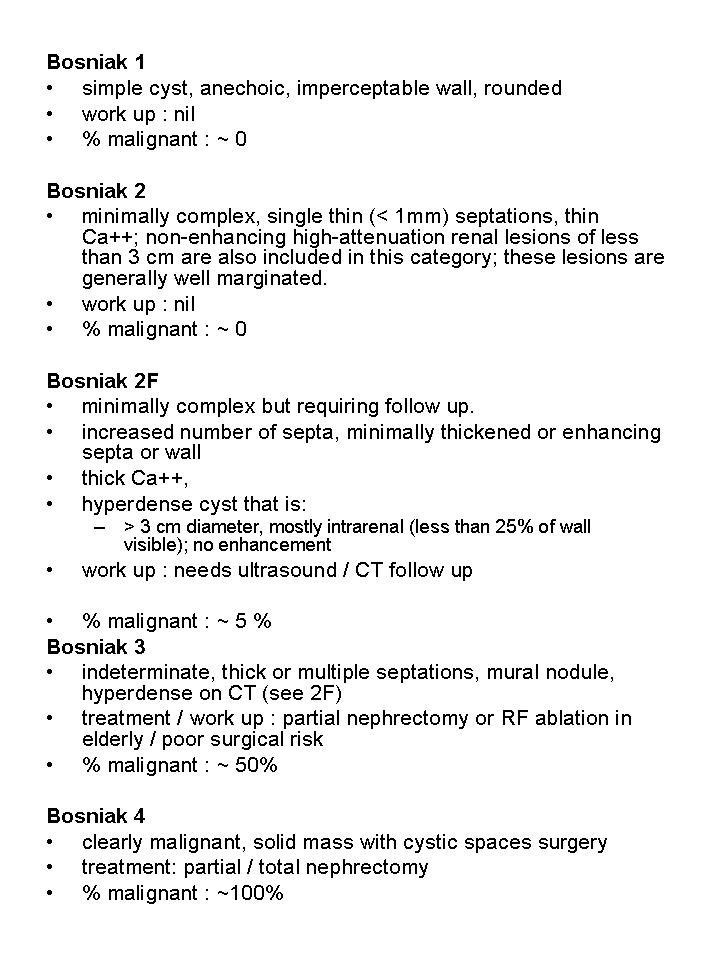 Bosniak Classification for Cystic Renal Mass